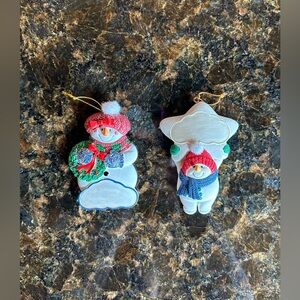 3D Festive Holiday Snowman Ornaments/Magnets Set of 2